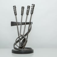 James Price: companion set, forged steel and slate by Hugh Fox