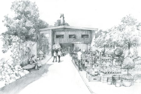 Gardens Gatehouse exterior render, West Dean