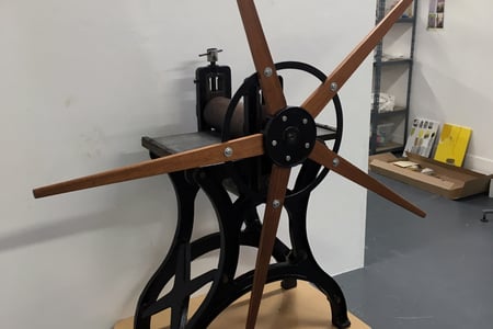 The finished press on its platform