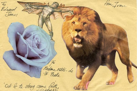 Ivan Hicks envelope to Edward James, 1983. © Ivan Hicks. Image courtesy of West Dean College, part of the Edward James Foundation. 