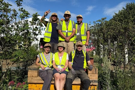 KLC Garden Diploma graduates at build week for RHS Hampton Court