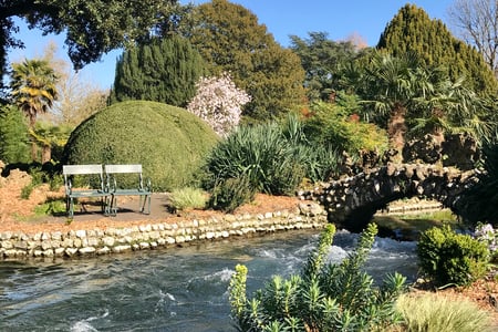 The River Lavant flows through the Spring Gardens at West Dean Gardens