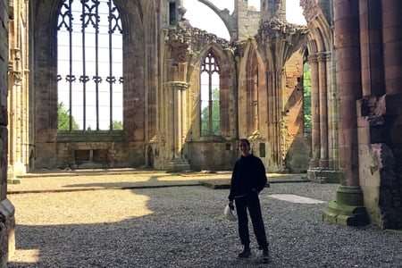 Graduate, Elena, at work as a stone conservator for Historic Environment Scotland