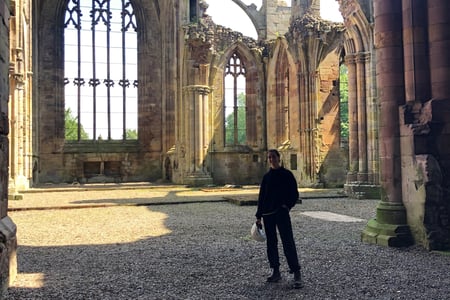 Graduate, Elena, at work as a stone conservator for Historic Environment Scotland