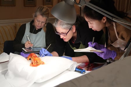 Students Andriani Maimaridou; Sarah Keene-Stanley and Sujin Jung.  © Salvador Dali, Fundacio Gala-Salvador Dali, DACS, 2020