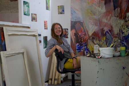 Jemima Moore in the studio