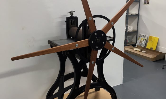 The finished press on its platform