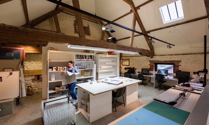 Large art studios for MFA students at West Dean College of Arts and Conservation