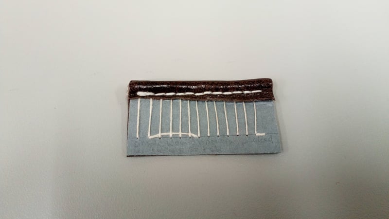 Figure 7: Saddle stitch endband model sewn with thread (front view)