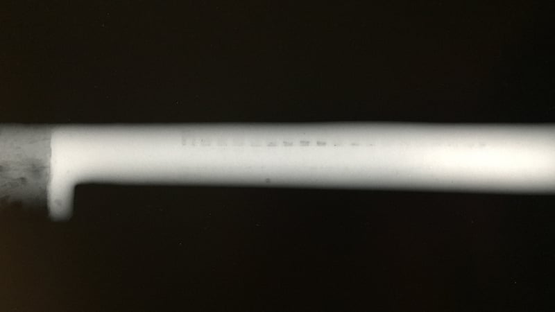 X-ray image with the spring just visible