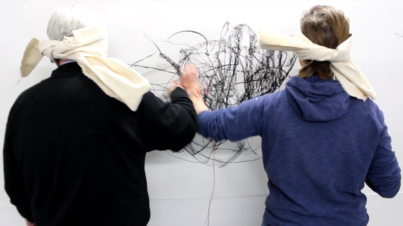 Two Graduate Diploma students ‘collaborating’ on a drawing