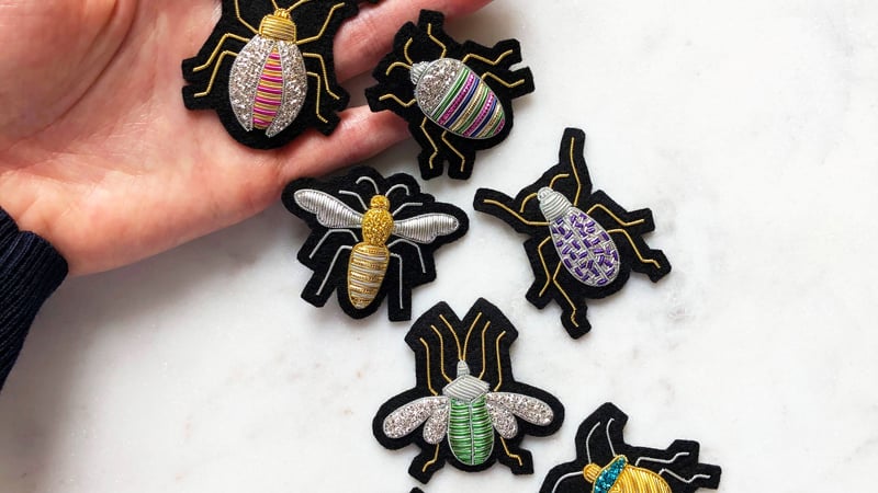 Hannah Mansfield goldwork beetle brooches