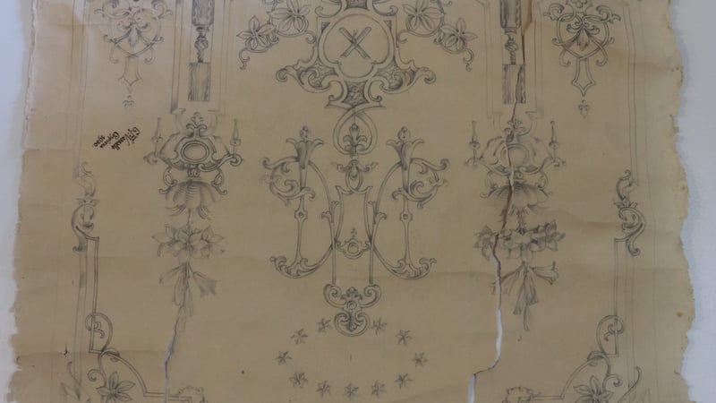 Before treatment - Graphite drawing dating to 1930 by G.F Vassallo.