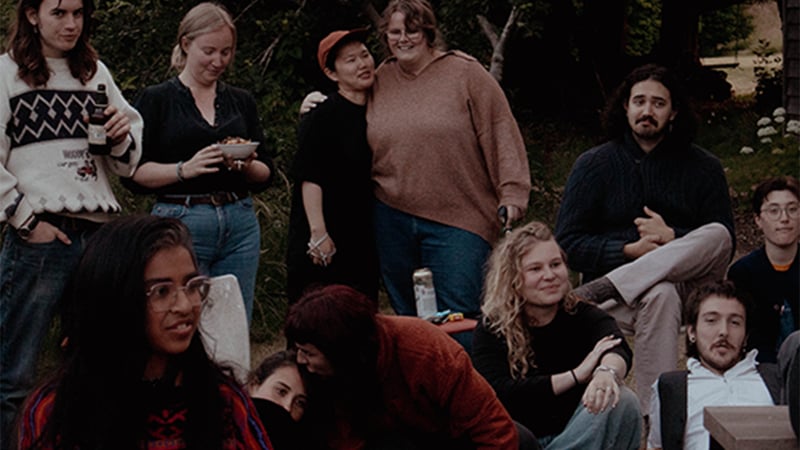 Students at open mic night