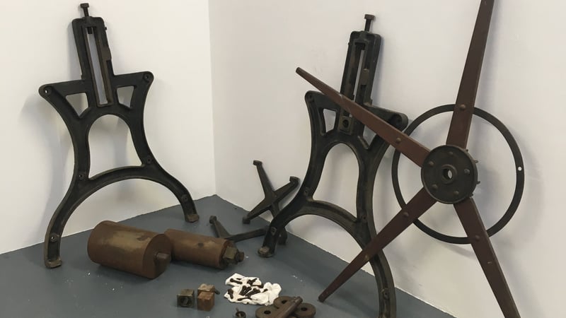 The press parts lined up in the Edward James Studios