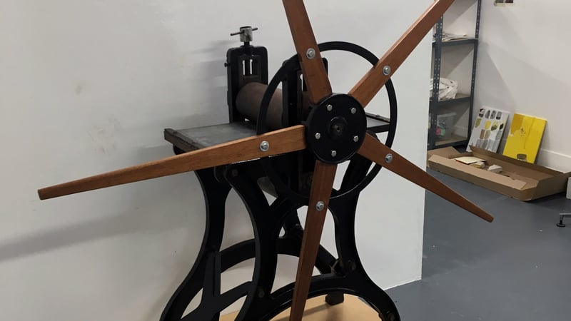 The finished press on its platform