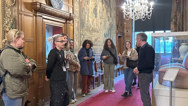 Interior Design students having a tour by collections manager, Hugh Morrison