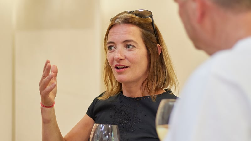 Emma Rimer in conversation at the Angel Cake preview. Photo by Barney Hindle. 