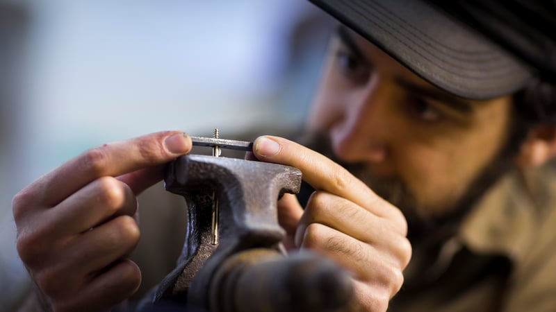 Metalwork student at West Dean College of Arts and Conservation