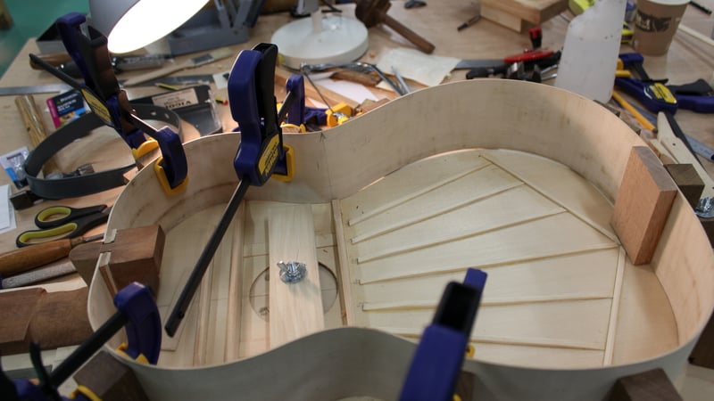 Making a guitar on the musical instrument course at West Dean College