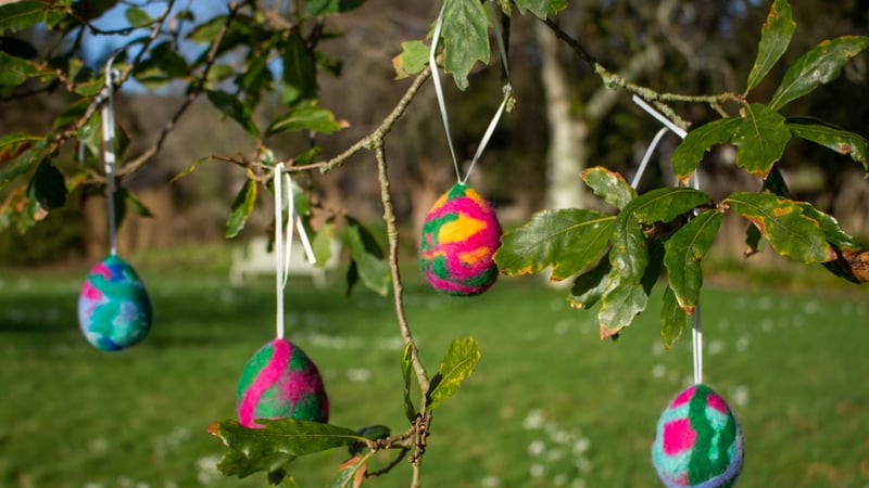 Easter activities include Yarn wrapped egg decoration made from recycled materials