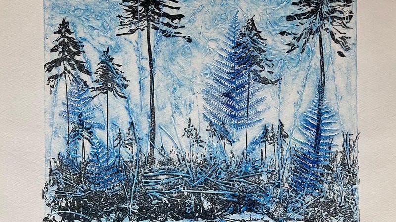 Deep in the Forest - collagraph and linocut print (approx.A3)