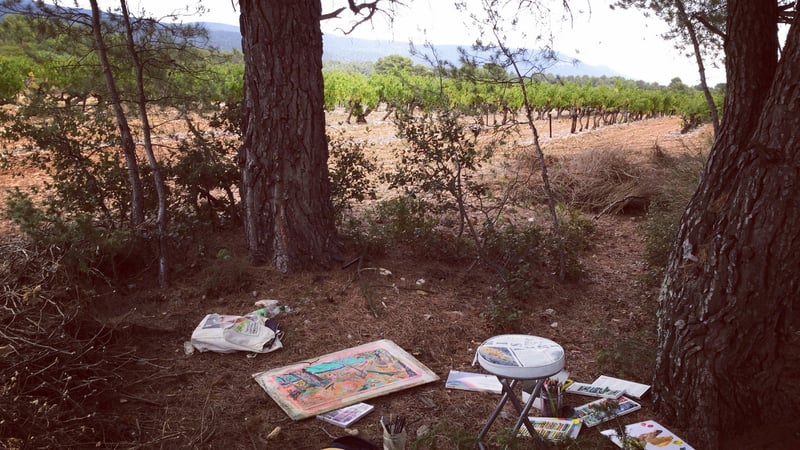 Christabel Forbes working in the landscape