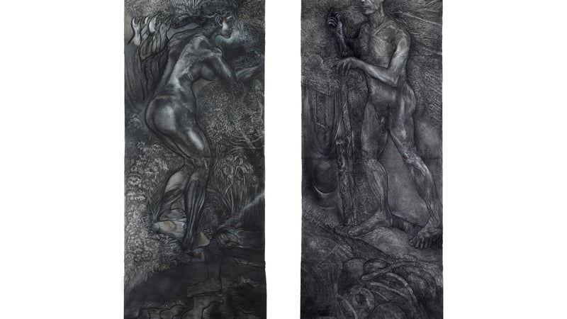 'Eve Flower Woman or, La Source' (left) and 'Self in Kidron' (right) by Glenn Sujo