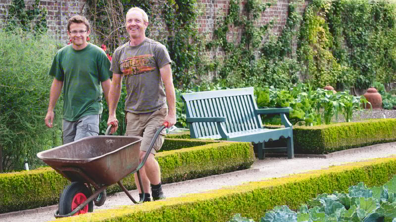 Gardeners at West Dean Gardens helping with renovations