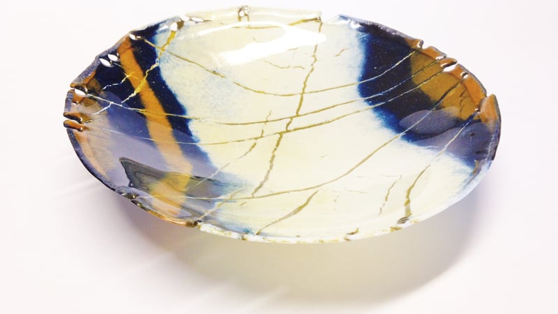 Machine embroidered landscape bowls by Wendy Dolan