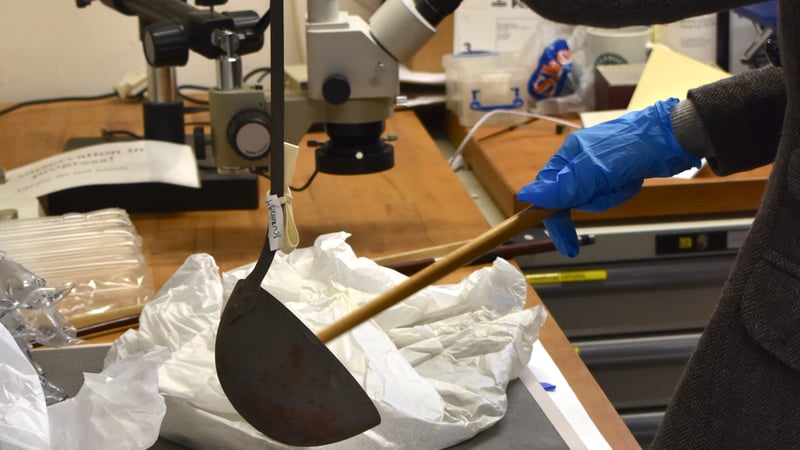 Mary Hampton testing the acoustics of the Batterie de Cuisine 