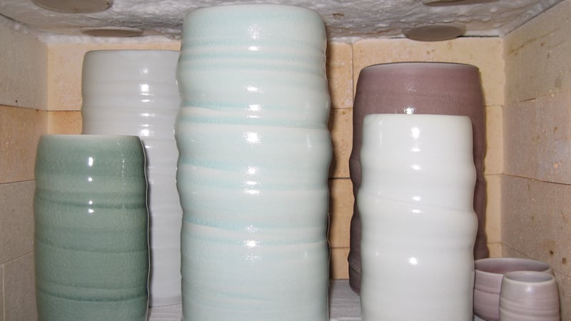 Porcelain vases in the kiln