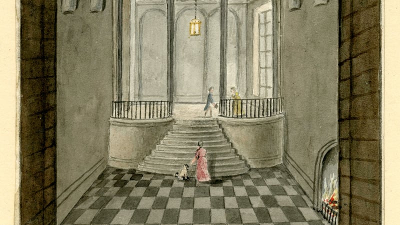 1 – Comte de Cely, Interior of West Dean House, 1812. Watercolour on paper. 