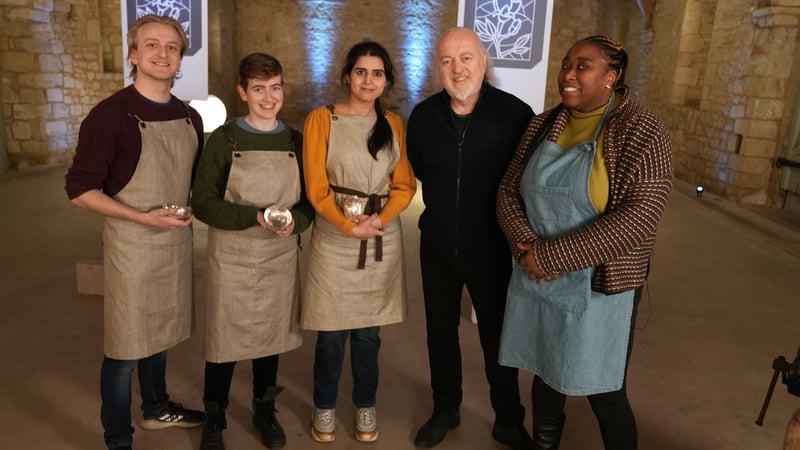 Henry (Left) on the set of 'Bill Bailey’s Master Crafters: The Next Generation'