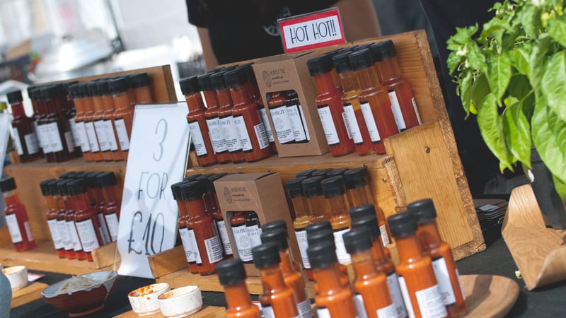 Hot sauces for sale at West Dean Chilli Fiesta