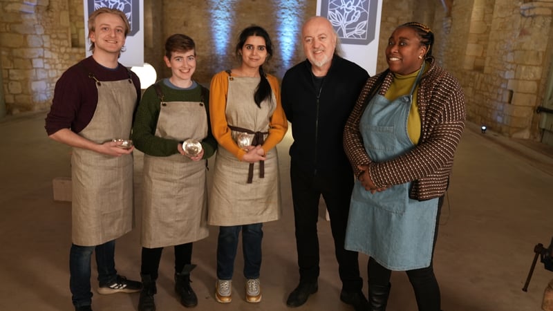 Henry (Left) on the set of 'Bill Bailey’s Master Crafters: The Next Generation'