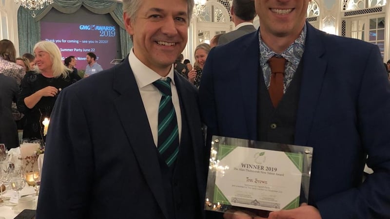 Tom Brown (right) with Alex Barron (Chief Executive, West Dean College of Arts and Conservation)