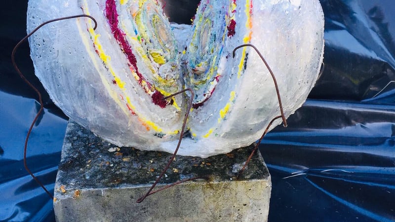 Element of ‘Single Use Planet’ Cellophane, packaging waste, seeds, concrete and wire 