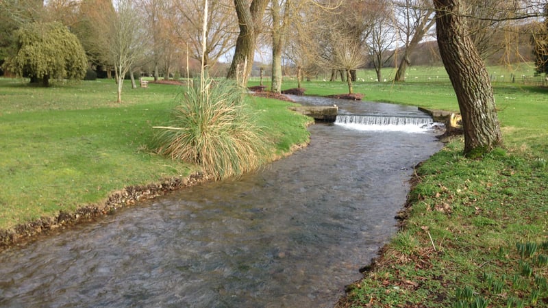 River Lavant in West Dean Gardens in January