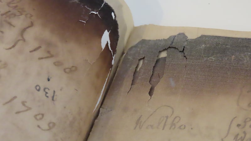 Register. Unusable due to brittle pages and repairs