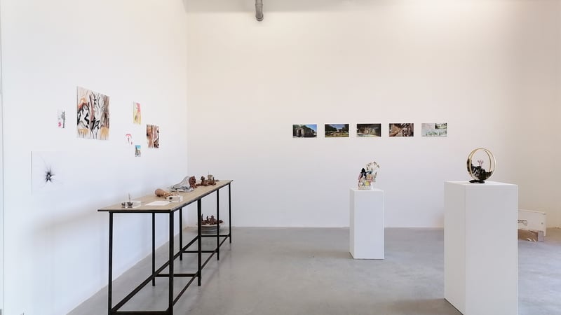 Student work on display in the Matt Black Barn exhibition May 2024