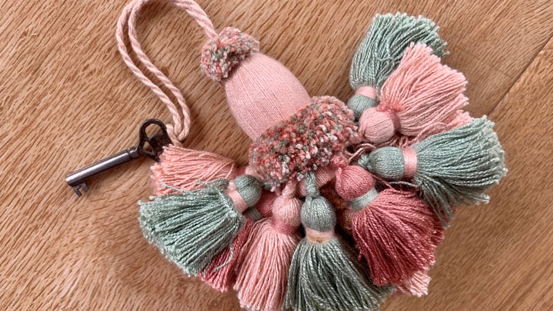 Cabinet key tassel by Clare Hedges