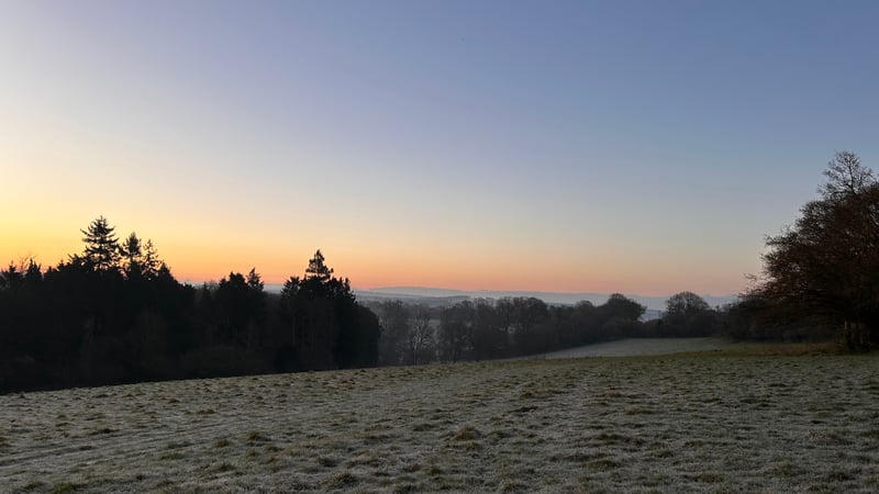 First light and sunrise across West Dean