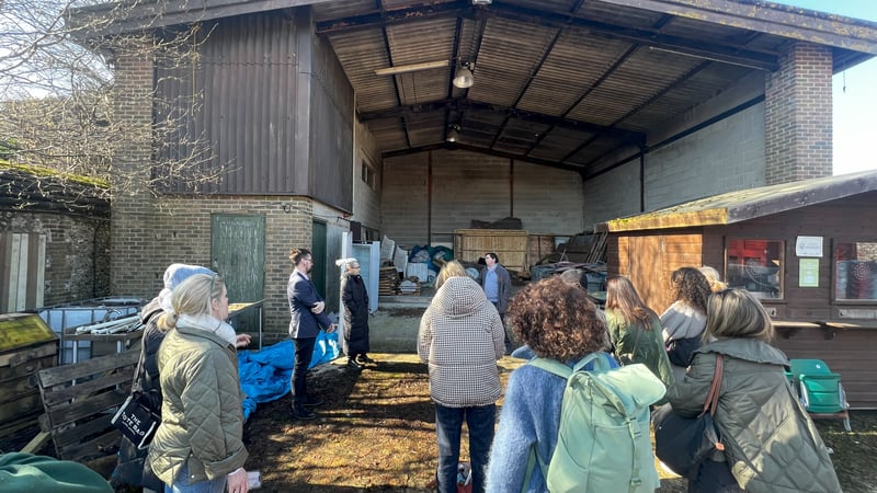 Interior design students exploring West Dean College