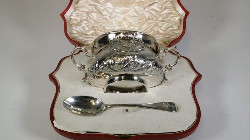 Edward James' silver porringer. 