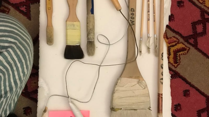 Brushes and sponges used for deep cleaning objects and furniture throughout the Pavillion