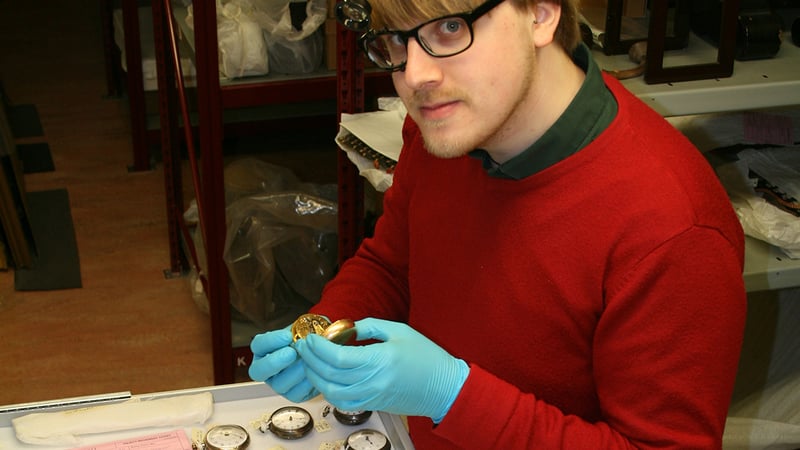 Clocks conservation student at the Russell-Cotes Art Gallery & Museum