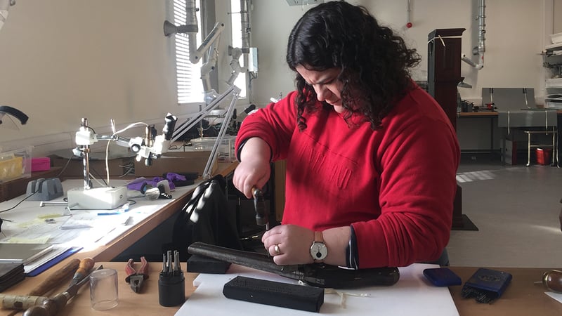Conservation of metalwork student at Greenwich Maritime Museum