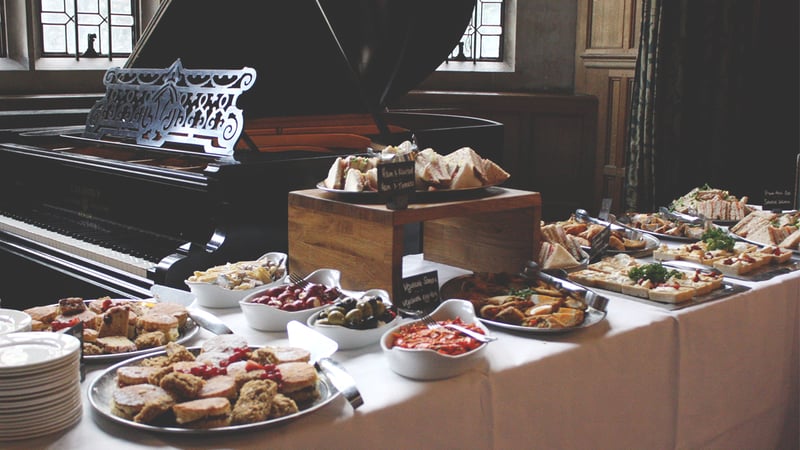 Buffet in the Oak Hall at West Dean College of Arts and Conservation