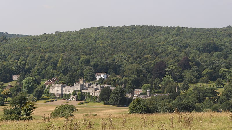 The view of West Dean College in the South Downs
